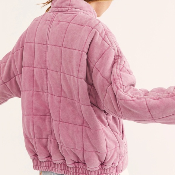 Free People Dolman Quilted Knit Jacket Daphne Pink - Picture 5 of 7